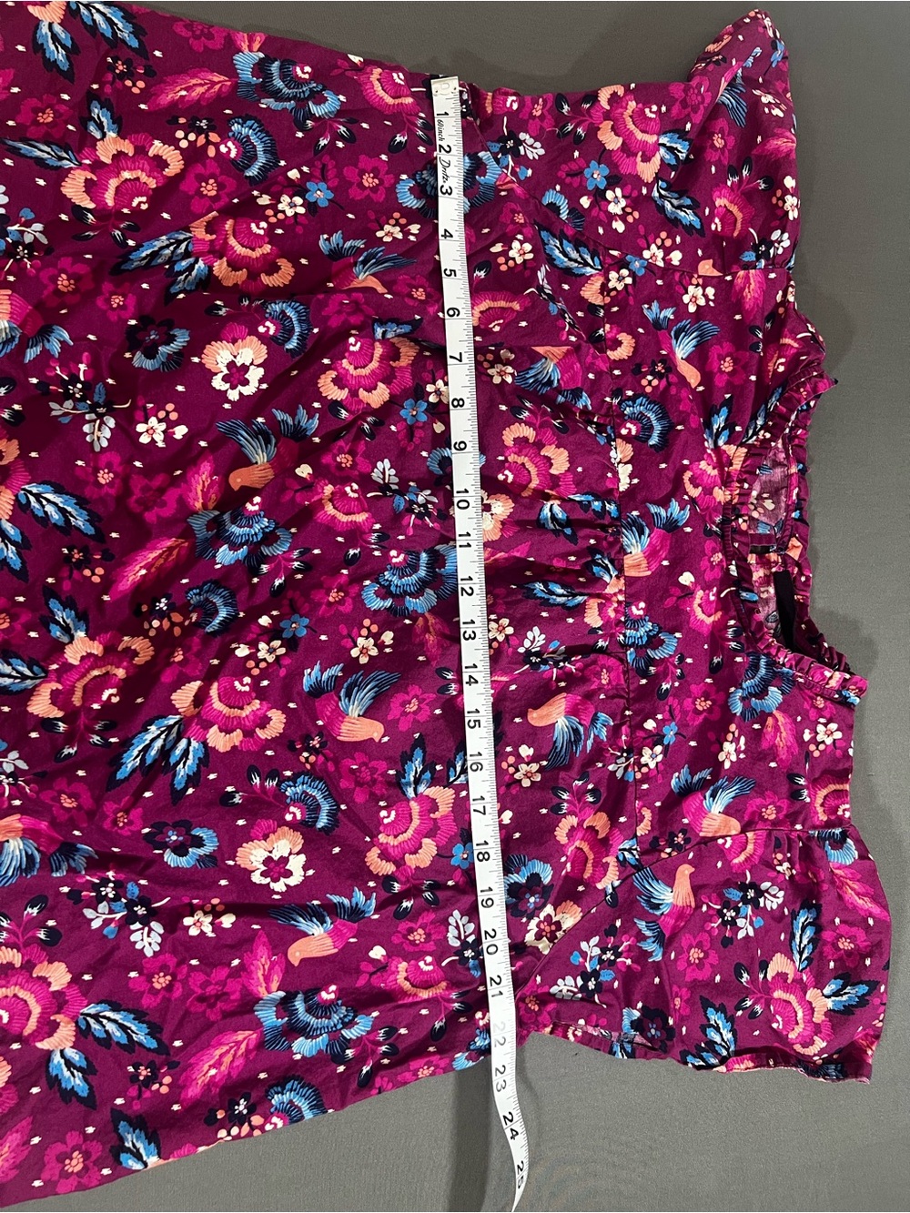 Lane Bryant Magenta Floral Short Sleeve Blouse - Picture 6 of 9